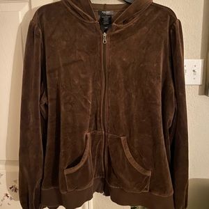 Brown Velvet Zip-Up Jacket